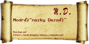 Modránszky Dezső névjegykártya
